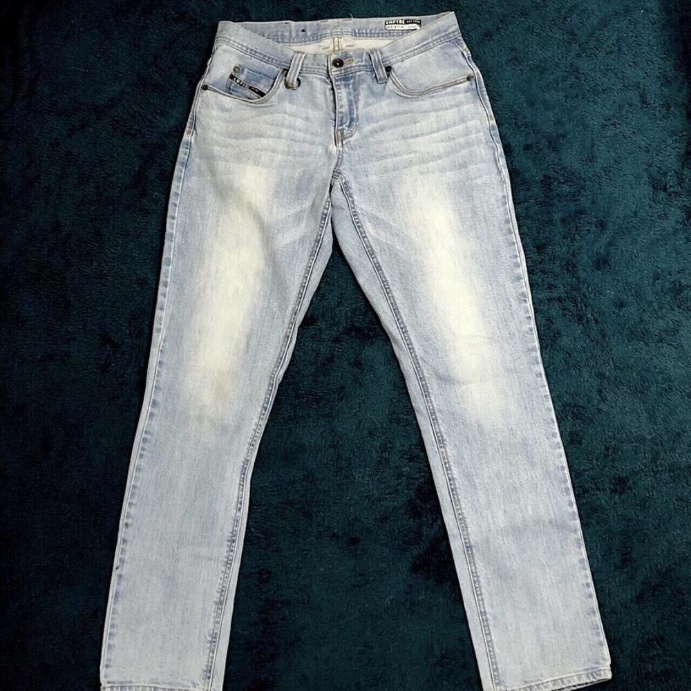 Empyre Men's 30 Skeletor Skinny Jeans White Denim Medium Wash 5-Pockets Low Rise